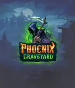 The eerie and atmospheric Phoenix Graveyard slot game interface by ELK Studios, featuring a mysterious graveyard setting. This image captures the slot's unique expanding reel feature, coupled with its stunning symbols and dark theme. The artwork conveys the game's theme of rebirth and immortality, making it enticing for those interested in mythology.