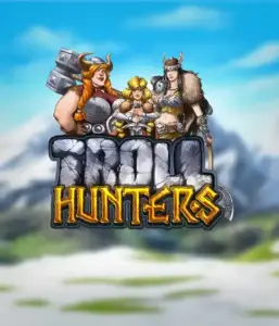 Step into the world of "Troll Hunters," where bold Viking warriors stand ready to battle their foes. The logo displays a pair of Vikings, male and female, dressed for battle, overlooking a cold landscape. They emanate power and determination, symbolizing the essence of the game's adventurous theme.